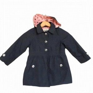 Oshkosh B'Gosh Navy Blue Hooded Fleece Lined Raincoat Little Girls Size 4T